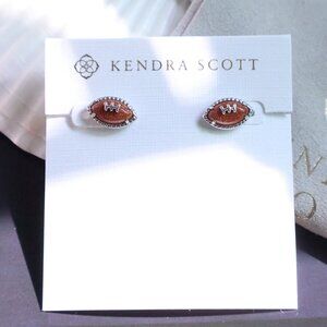 Kendra Scott Football Stud Earrings Orange Goldstone Silver